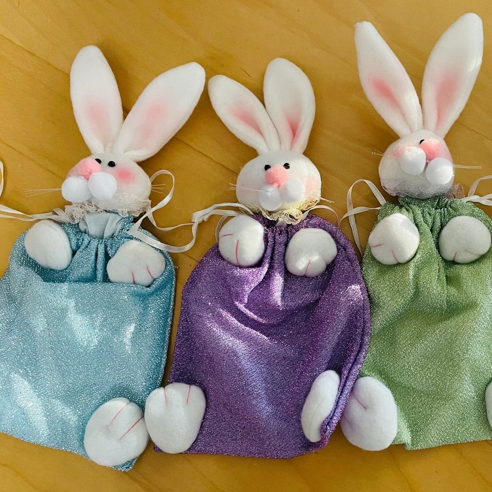 Set 4 Plush 3D Bunny Bags Easter Collection - Picture 2 of 8